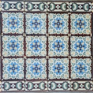 reclaimed encaustic tiles with flower pattern
