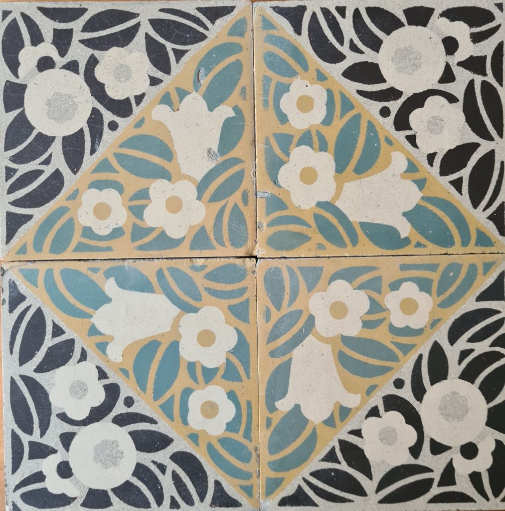 Antique Art Deco tiles with snowdrop pattern