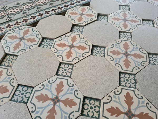 Reclaimed encaustic tiles with thistle theme