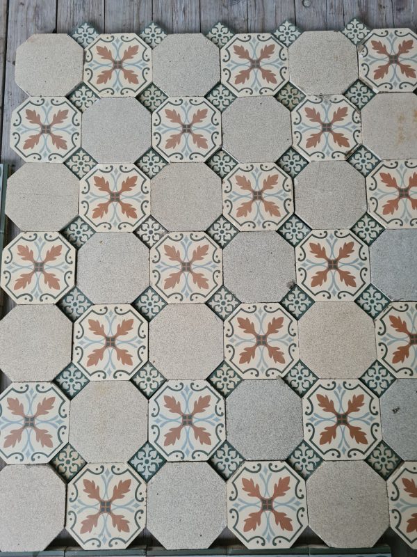Reclaimed encaustic tiles with autumn tones