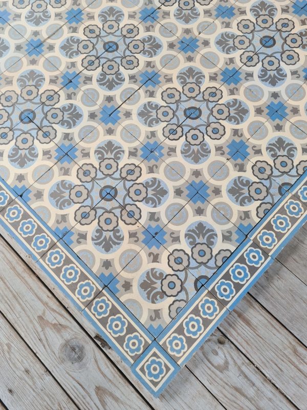 Antique reclaimed tiles in shades of blue