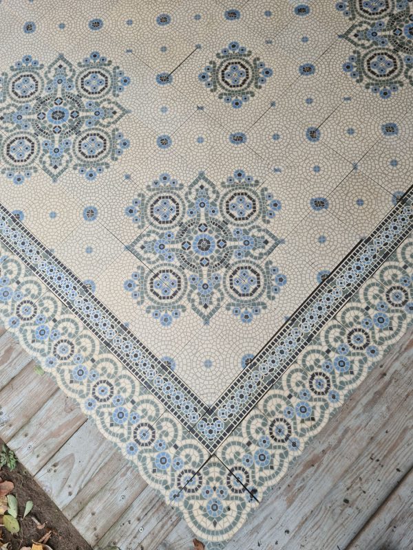 Reclaimed encaustic mosaic tiles