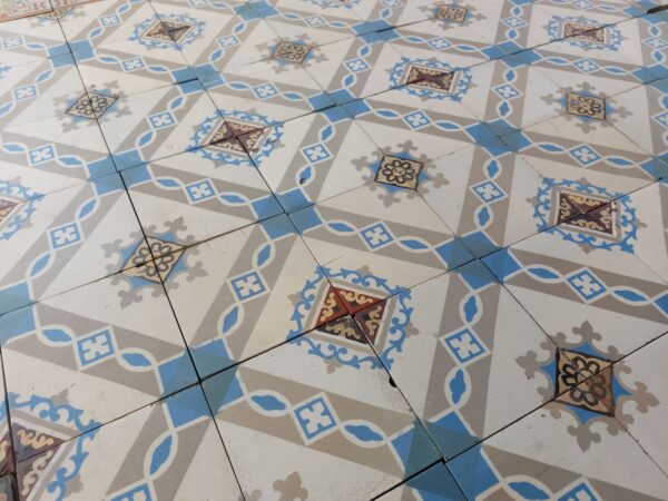 Old tiles in blue and grey colors