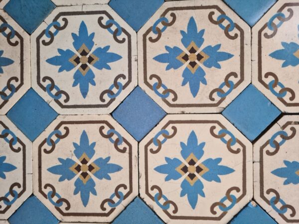 Reclaimed encaustic patterned tiles