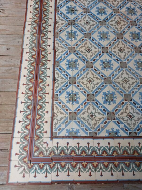 Old ceramic floor with double border