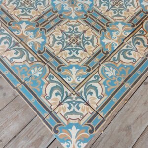 Reclaimed Art-Nouveau floor tiles with matching borders (pre 1910)