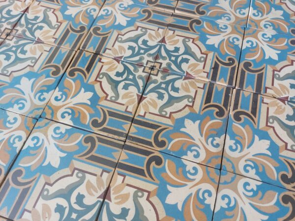 Reclaimed encaustic tiles with flower pattern