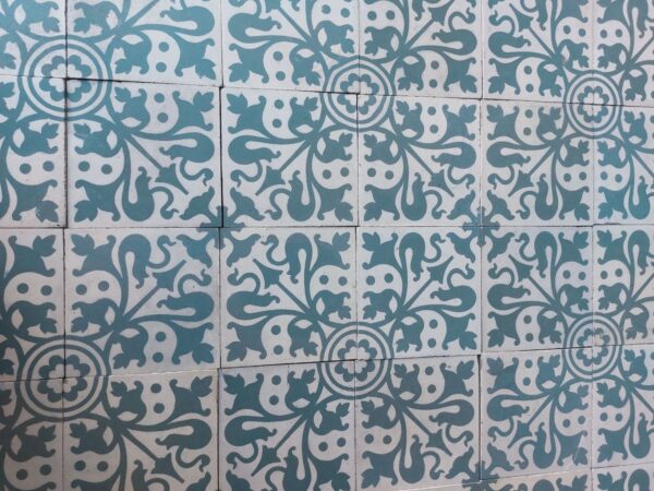 Old tiles in green and white with