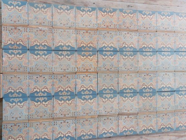 Reclaimed encaustic tiles with Art-Nouveau pattern with and rich patina