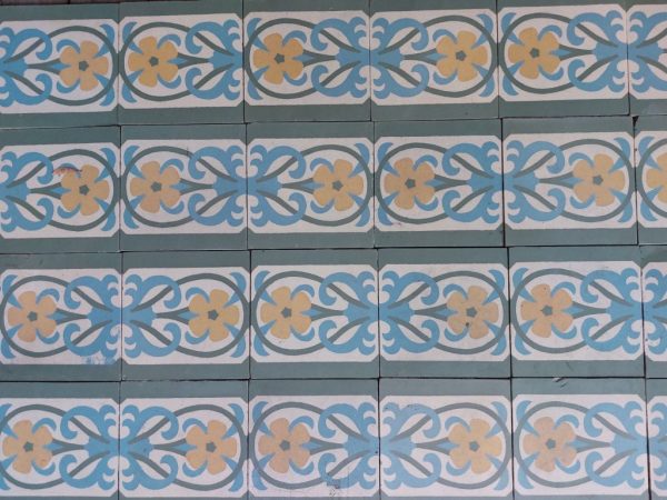 Antique patterned border tiles with flower motif