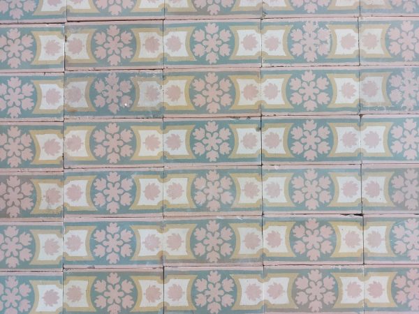 Antique border tiles with pink as dominant color