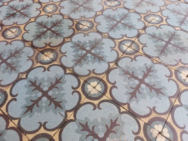 claimed encaustic Art-nouveau floor tiles with vegetatif theme