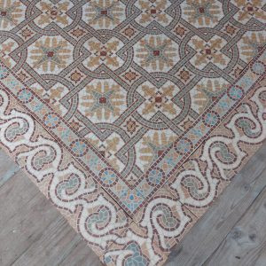 Reclaimed encaustic mosaic floor tiles from the 1920’s with original double border