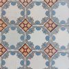 Antique octagonal tiles with elegant flower motif and matching cabochons