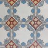 Antique octagonal floor tiles with elegant flower motif and matching cabochons