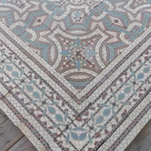 Antique ceramic mosaic tiles with a floral motif, circa 1900.